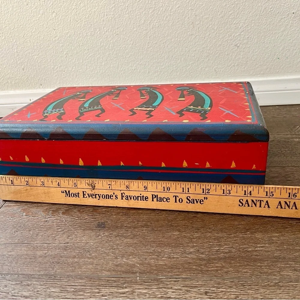 Wooden Colorful Decorative Box with Tribal Design